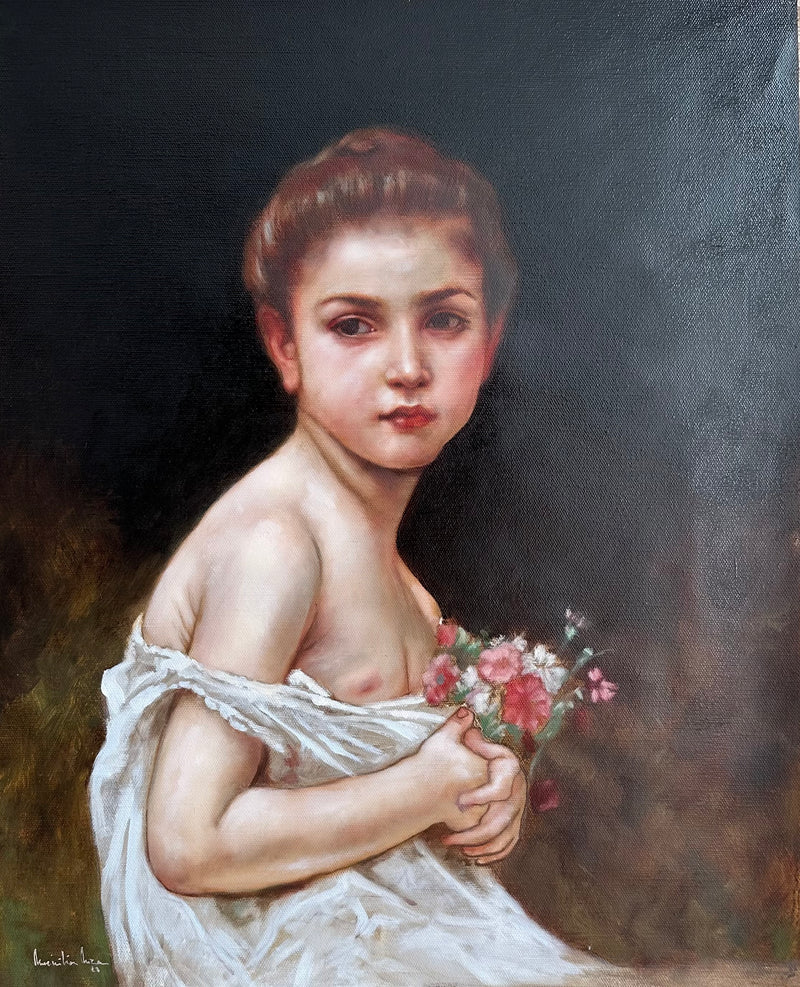 0262-Bambina Con Un Mazzo Di Fiori(Little Girl With A Bouquet of Flowers)