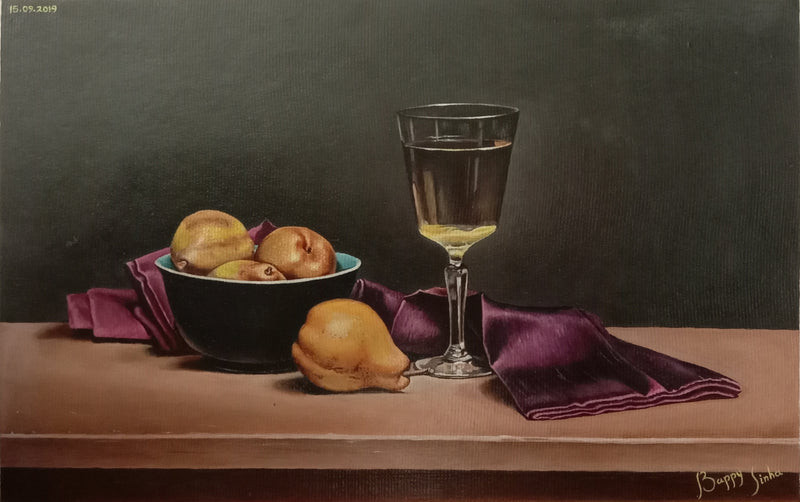 6754-The Bowl of Fruits, Wine Glass & Cloth